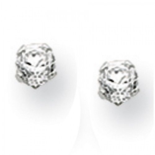 Sterling Silver Round Brilliant Milky Cubic Zirconia Stud Earrings