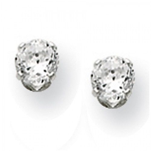 Sterling Silver Round Brilliant Fair Cubic Zirconia Stud Earrings