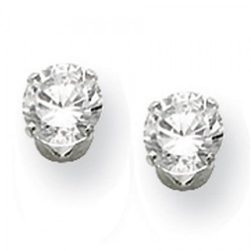 Cubic Zirconia Earrings in Sterling Silver - Post with Backs - Round - Shapely