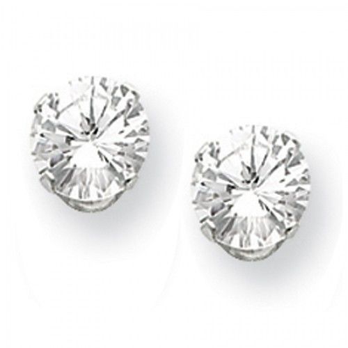 Cubic Zirconia Earrings in Sterling Silver - Post W/ Backs - Round - Stunning