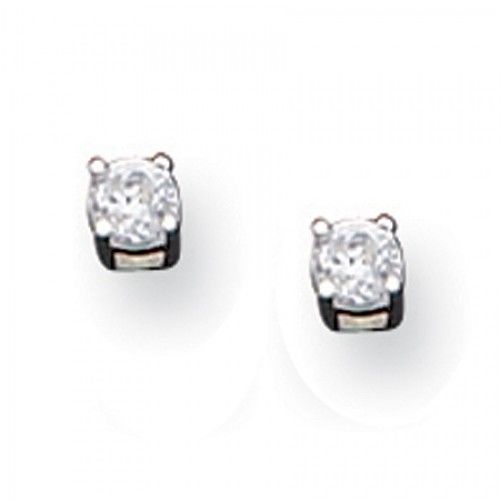 Cubic Zirconia Earrings in Sterling Silver - Friction Back - Round - Captivating