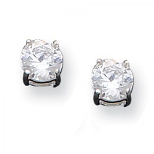 Cubic Zirconia Earrings in Sterling Silver - Butterfly Backs - Round - Inviting