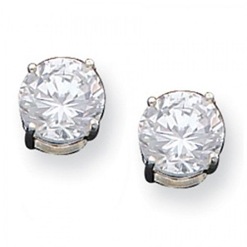 Cubic Zirconia Earrings in Sterling Silver - Friction Backs - Round - Seductive