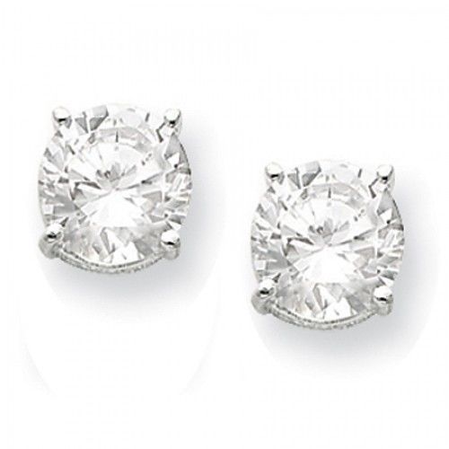 Cubic Zirconia Earrings in Sterling Silver - Post W/ Backs - Round - Tantalizing