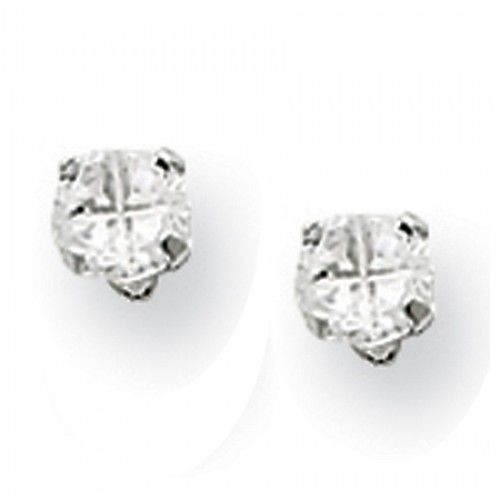 Cubic Zirconia Earrings in Sterling Silver - Butterfly Back - Round - Flattering