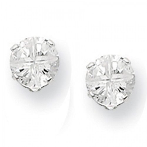 Cubic Zirconia Earrings in Sterling Silver - Friction Back - Round - Adorable