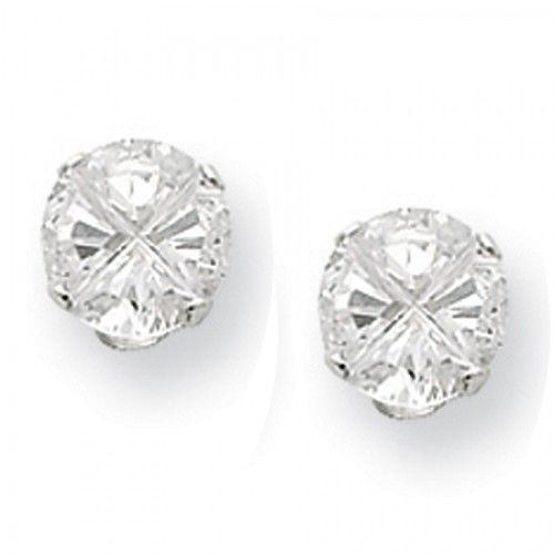Cubic Zirconia Earrings in Sterling Silver - Post W/ Back - Round - Lovable