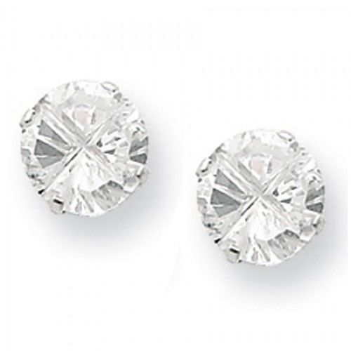 Cubic Zirconia Earrings in Sterling Silver - Pressure Backs - Round - Classy