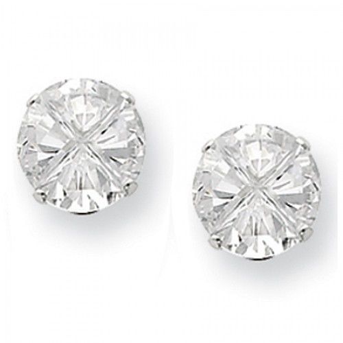 Cubic Zirconia Earrings in Sterling Silver - Butterfly Backs - Round - Lovely