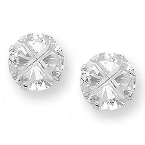 Cubic Zirconia Earrings in Sterling Silver - Post with Backs - Round - Great
