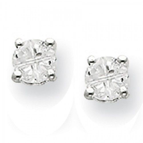 Cubic Zirconia Earrings in Sterling Silver - Post W/ Backs - Round - Excellent