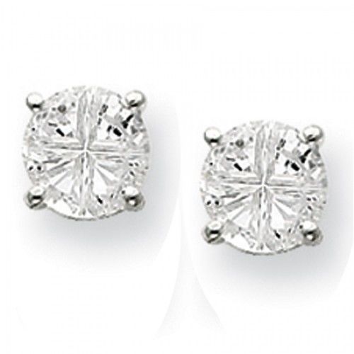 Cubic Zirconia Earrings in Sterling Silver - Butterfly Back - Round - Remarkable