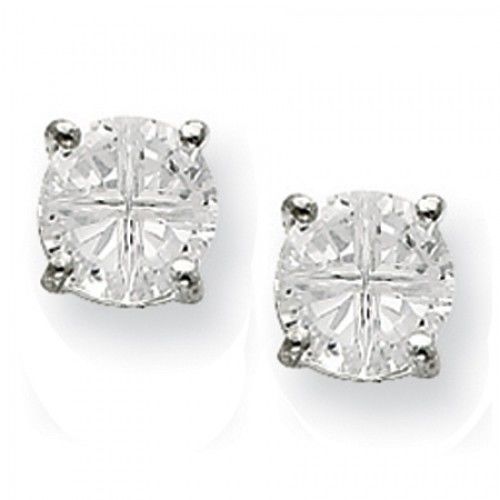 Cubic Zirconia Earrings in Sterling Silver - Post with Back - Round - Classy