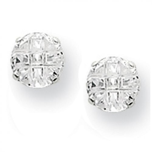 Cubic Zirconia Earrings in Sterling Silver - Butterfly Backs - Round - Amazing