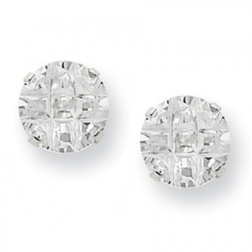 Cubic Zirconia Earrings in Sterling Silver - Post W/ Backs - Round - Amazing