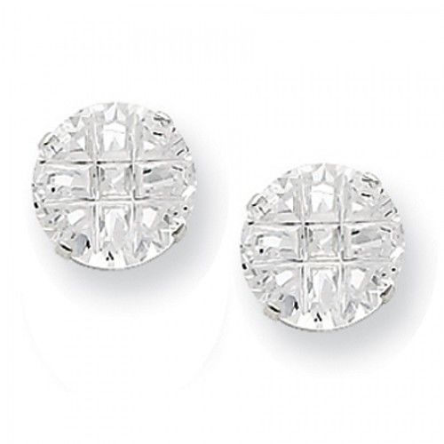 Cubic Zirconia Earrings in Sterling Silver - Pressure Back - Round - Compelling