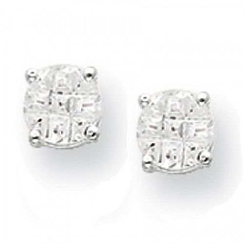 Cubic Zirconia Earrings in Sterling Silver - Butterfly Back - Round - Riveting