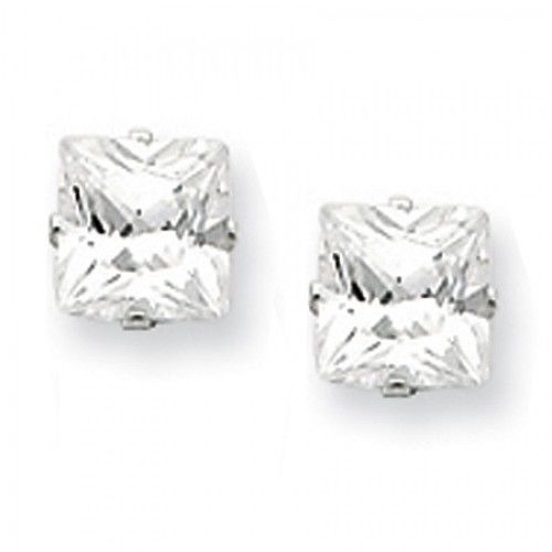 Sterling Silver Unisex Classic Cubic Zirconia Stud Earrings - 5mm