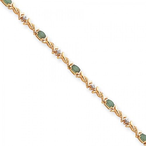 Women'S Emerald and Diamond Bracelet in Gold - 14kt Yellow - Dazzling