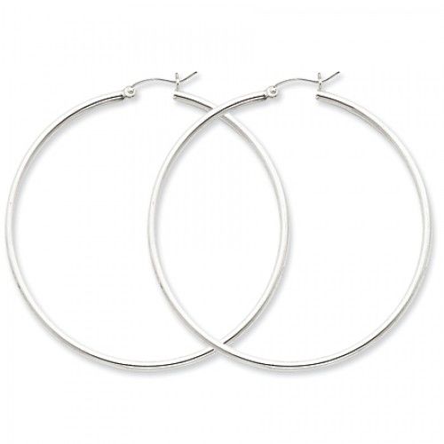 Round Earrings - Hoop in Sterling Silver - Post with Hinge - Women - Charming