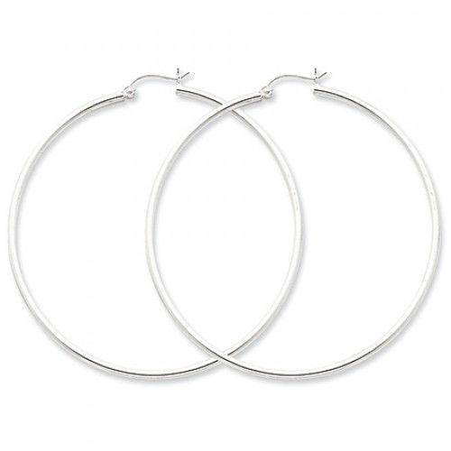 Round Earrings - Hoop in Sterling Silver - Notched Back - Women - Classy