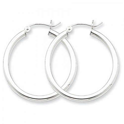 Round Earrings - Hoop in Sterling Silver - Post with Hinge - Fascinating