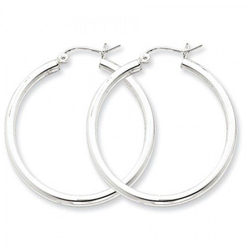 Round Earrings - Hoop in Sterling Silver - Notched Back - Women - Fine