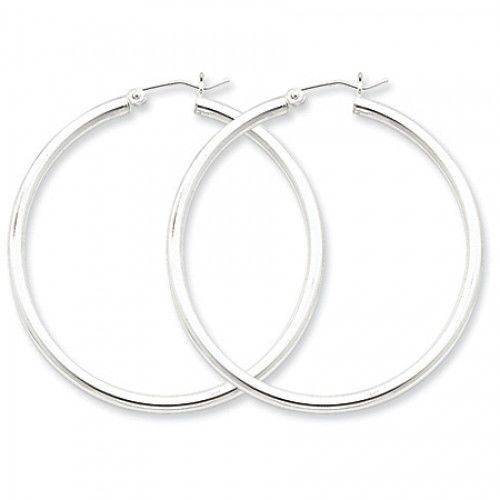 Round Earrings - Hoop in Sterling Silver - Notched W/ Post - Women - Graceful