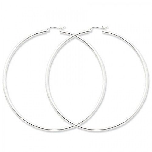 Round Earrings - Hoop in Sterling Silver - Post with Hinge - Women - Pleasing