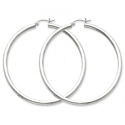Round Earrings - Hoop in Sterling Silver - Notched Back - Women - Pretty