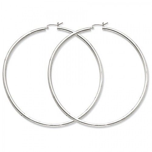 Round Earrings - Hoop in Sterling Silver - Post W/ Hinge - Women - Shapely