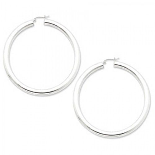 Round Earrings - Hoop in Sterling Silver - Hinge with Post - Women - Glamorous