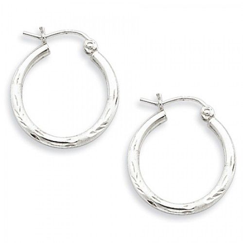 Round Earrings - Hoop in Sterling Silver - Notched with Hinge - Tempting