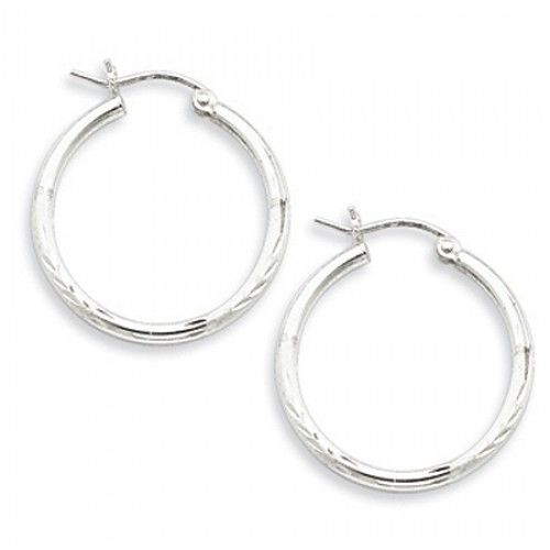 Round Earrings - Hoop in Sterling Silver - Post with Hinge - Women - Flattering