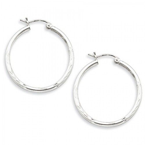Round Earrings - Hoop in Sterling Silver - Notched Back - Women - Tasteful
