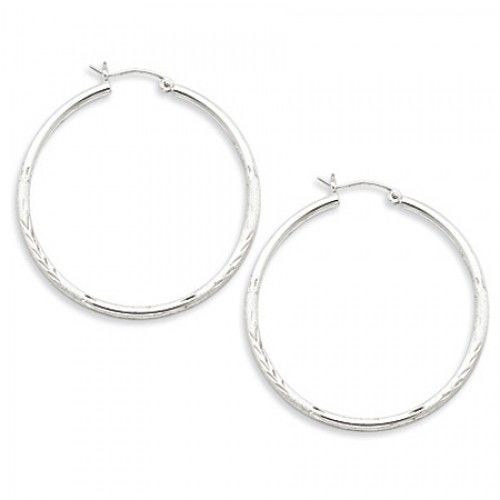 Round Earrings - Hoop in Sterling Silver - Notched W/ Post - Women - Lovable