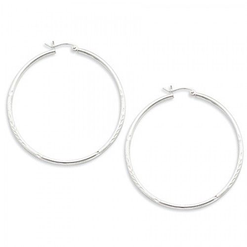Round Earrings - Hoop in Sterling Silver - Notched W/ Hinge - Interesting