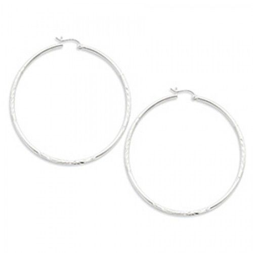 Round Earrings - Hoop in Sterling Silver - Hinge Back - Women - Bright