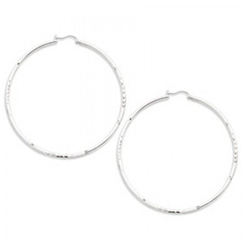 Round Earrings - Hoop in Sterling Silver - Notched with Hinge - Excellent