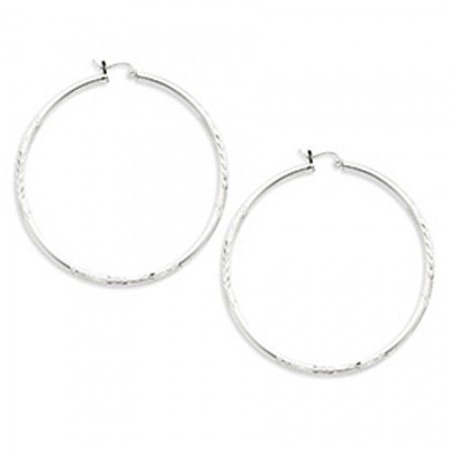 Round Earrings - Hoop in Sterling Silver - Notched W/ Post - Women - Striking