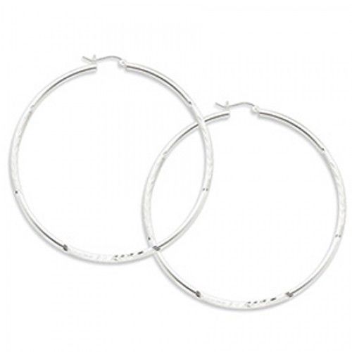 Round Earrings - Hoop in Sterling Silver - Notched W/ Hinge - Women - Impressive