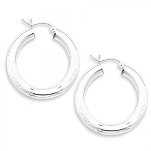 Round Earrings - Hoop in Sterling Silver - Post W/ Hinge - Women - Brilliant