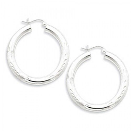 Round Earrings - Hoop in Sterling Silver - Notched W/ Hinge - Outstanding