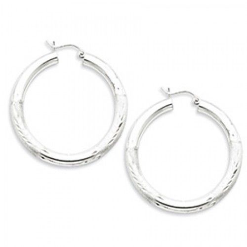 Round Earrings - Hoop in Sterling Silver - Hinge W/ Post - Women - Attractive
