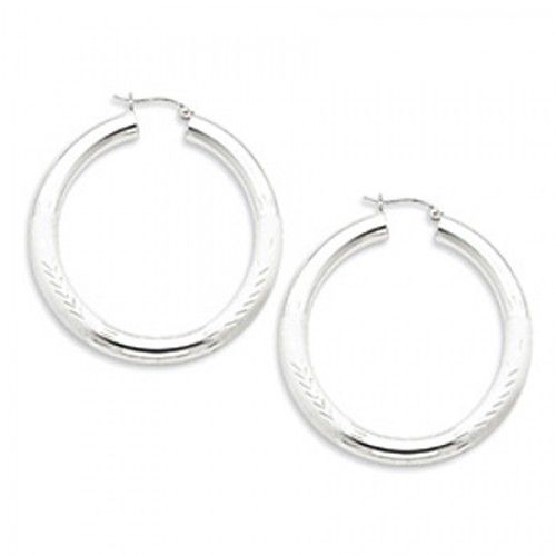 Round Earrings - Hoop in Sterling Silver - Notched with Hinge - Fascinating