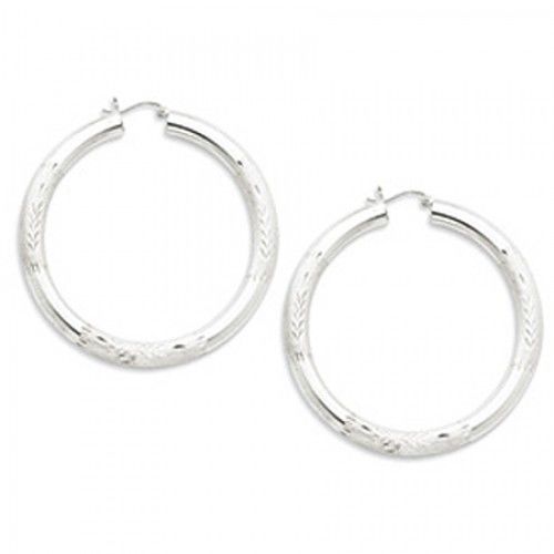 Round Earrings - Hoop in Sterling Silver - Notched Back - Women - Gorgeous