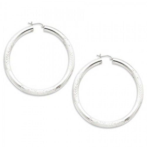 Round Earrings - Hoop in Sterling Silver - Hinge with Post - Women - Graceful