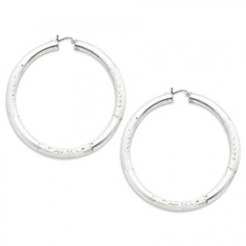 Round Earrings - Hoop in Sterling Silver - Notched W/ Post - Women - Grand