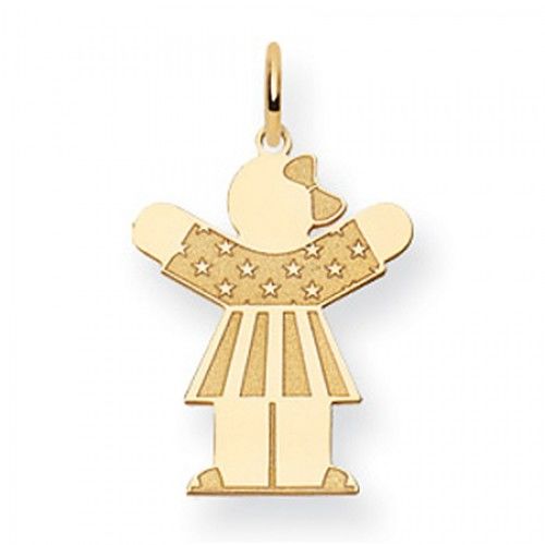 Patriotic Girl Charm in Yellow Gold - 14kt - Glossy Finish - Adorable - Women