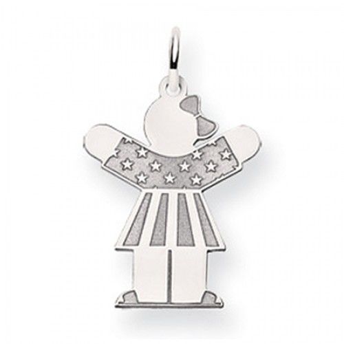 Patriotic Girl Charm in 14kt White Gold - Polished Finish - Tasteful - Women